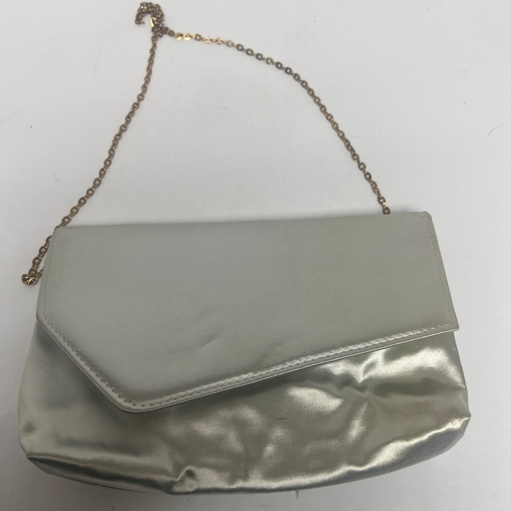Chic Metallic Silver Clutch with Chain Strap